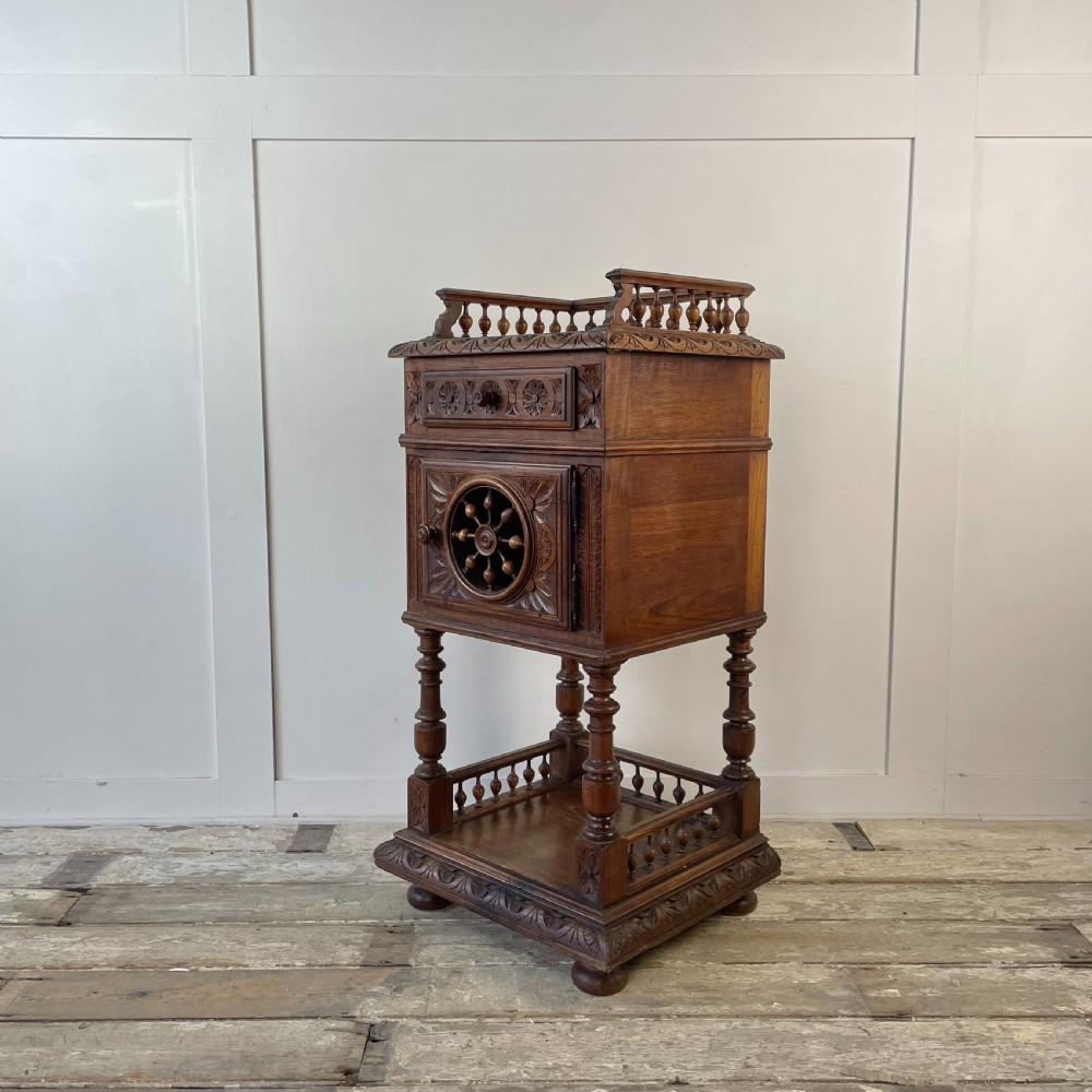 French Oak and Marble Pot Cupboard C.1900
