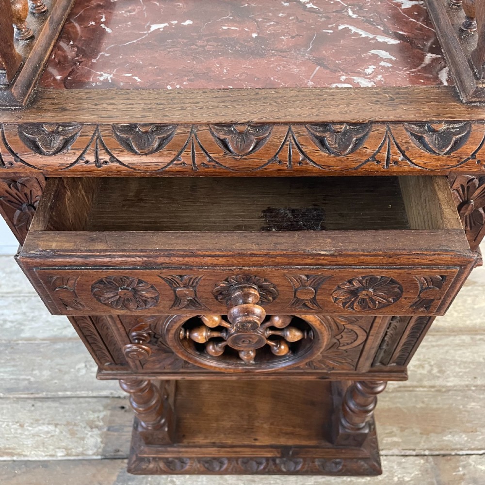 French Oak and Marble Pot Cupboard C.1900 View IV