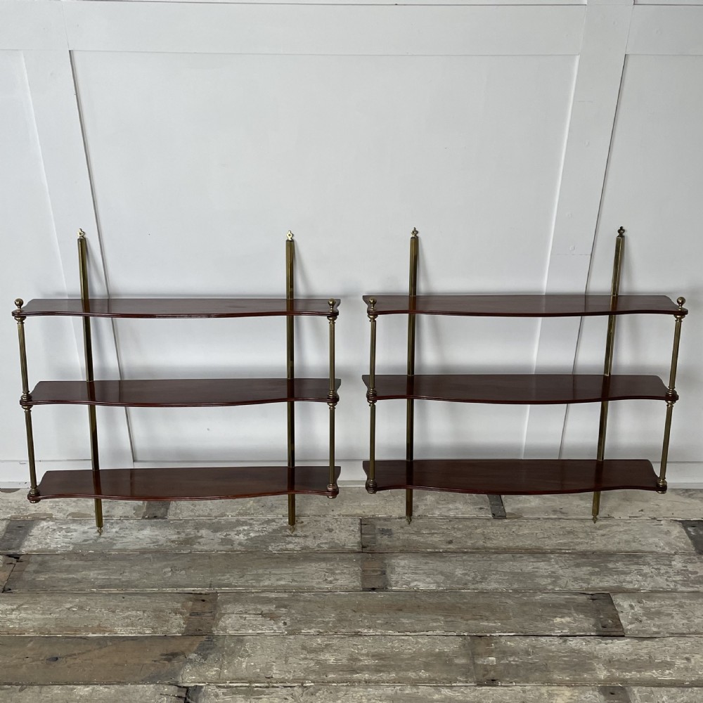 Pair of Edwardian Serpentine 3 Tier Wall Shelves