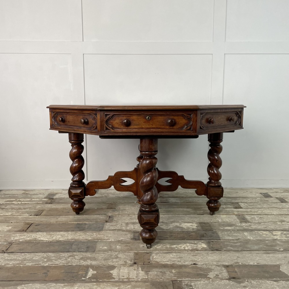 19th C. Oak Octagonal Library Table