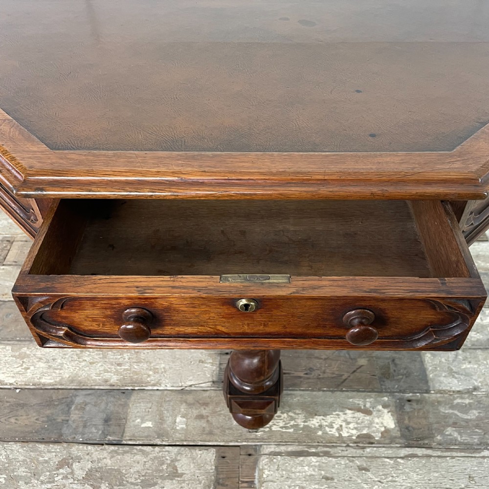 19th C. Oak Octagonal Library Table View V