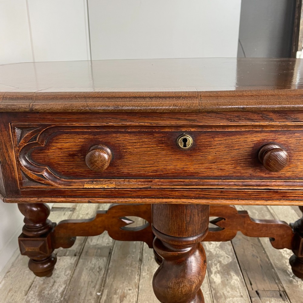 19th C. Oak Octagonal Library Table View XIV