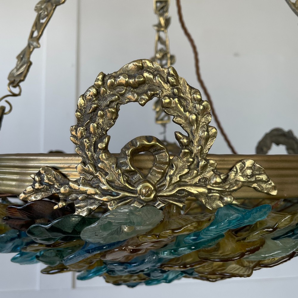 Early 20th C. Murano Glass Flower Chandelier View II