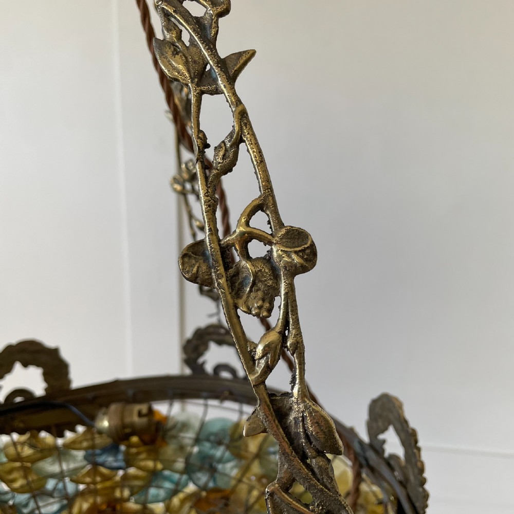 Early 20th C. Murano Glass Flower Chandelier View III