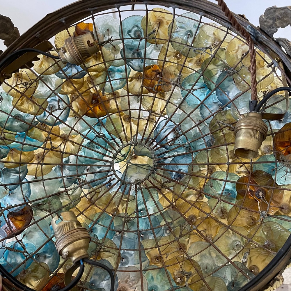 Early 20th C. Murano Glass Flower Chandelier View IV