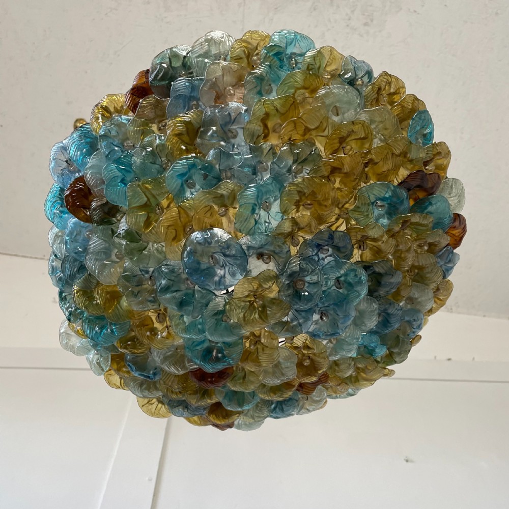 Early 20th C. Murano Glass Flower Chandelier View VI