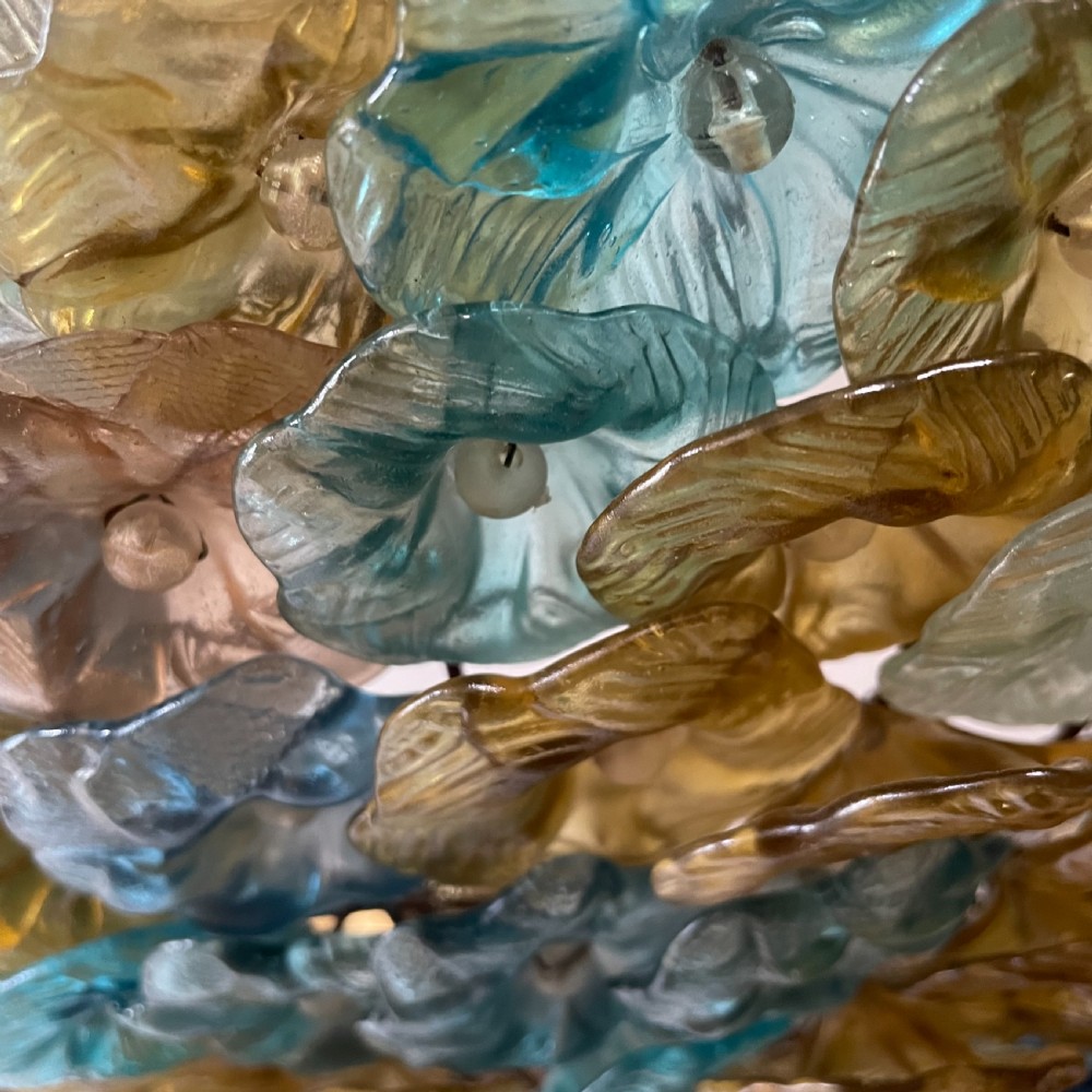 Early 20th C. Murano Glass Flower Chandelier View VIII