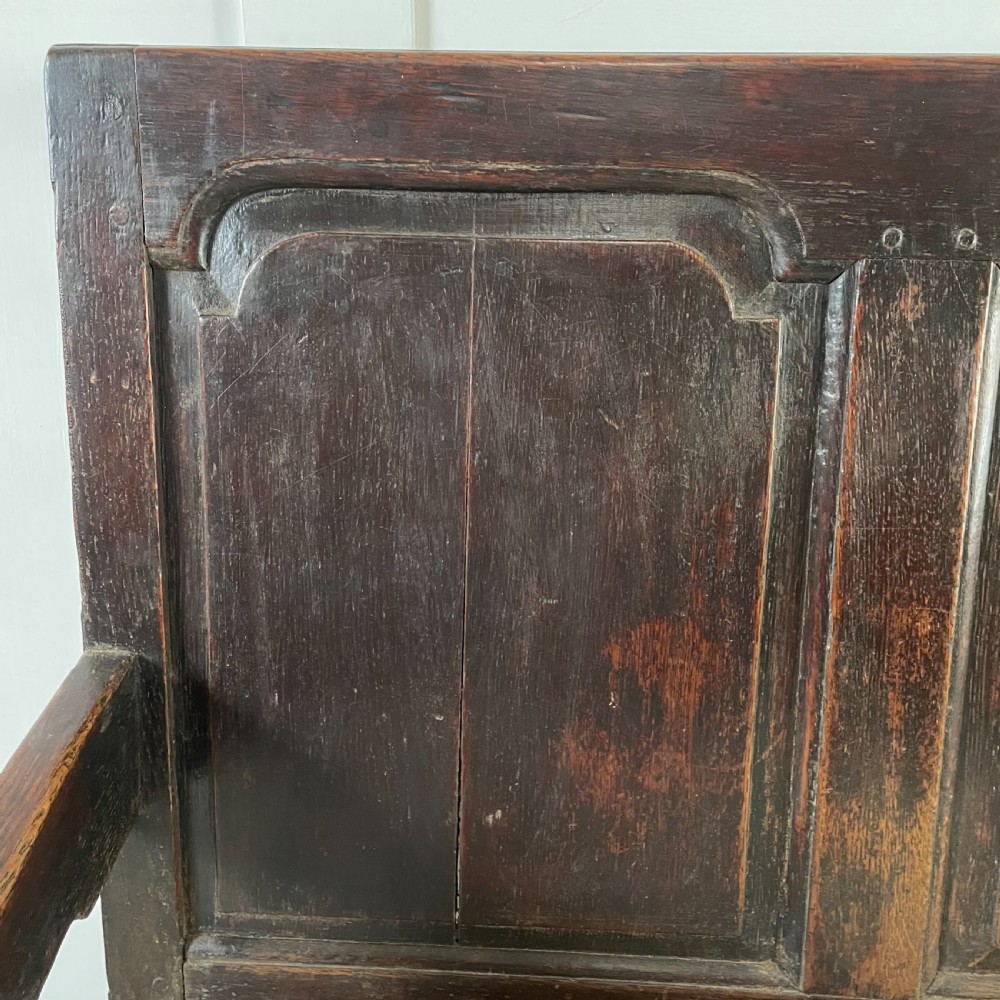 19th C. Oak Hall Bench View V