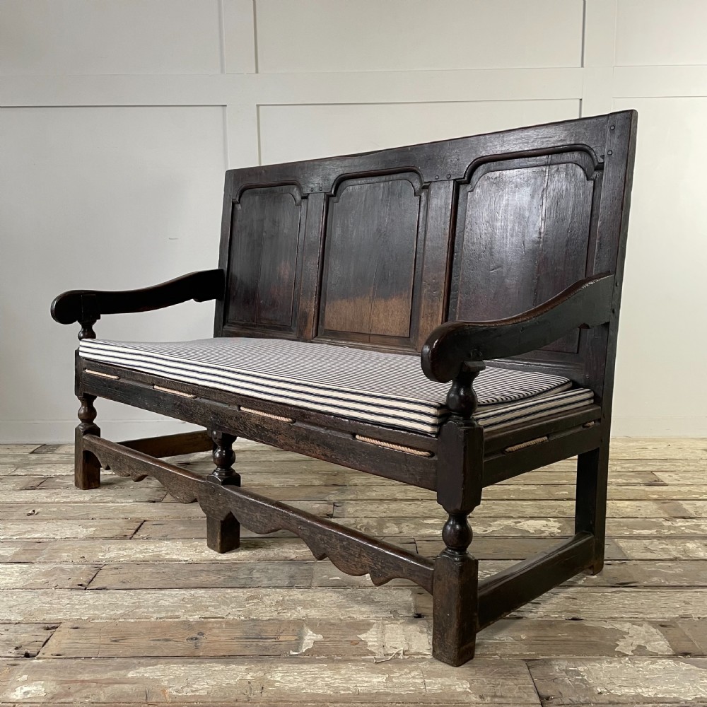 19th C. Oak Hall Bench View X