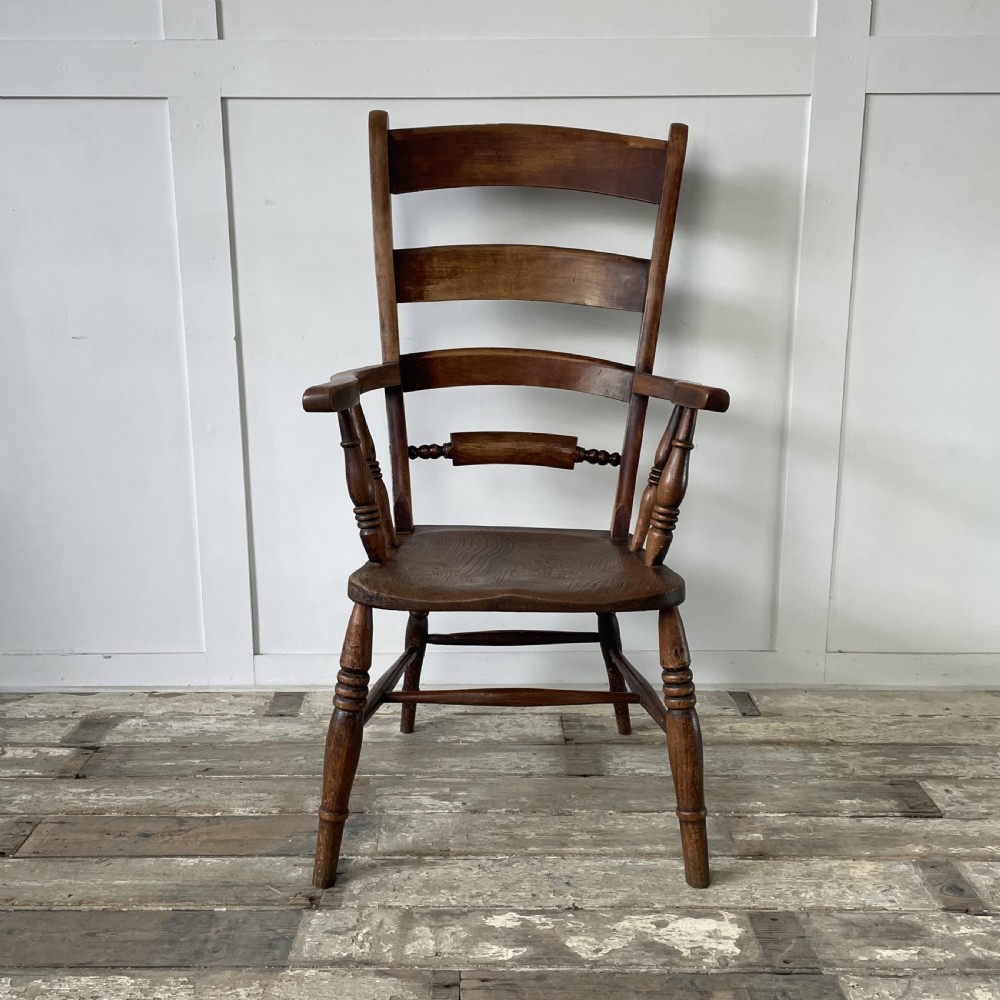 19th C. Elm Farmhouse Armchair View II