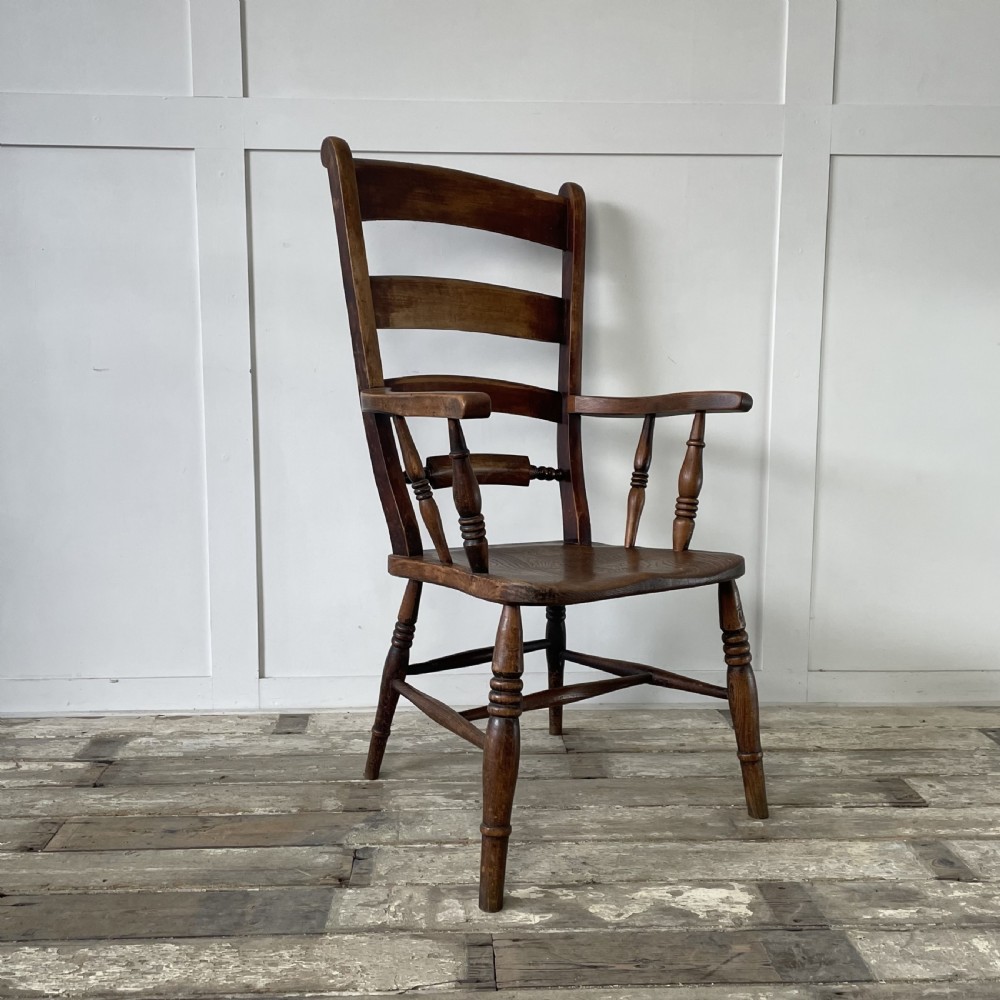 19th C. Elm Farmhouse Armchair View III