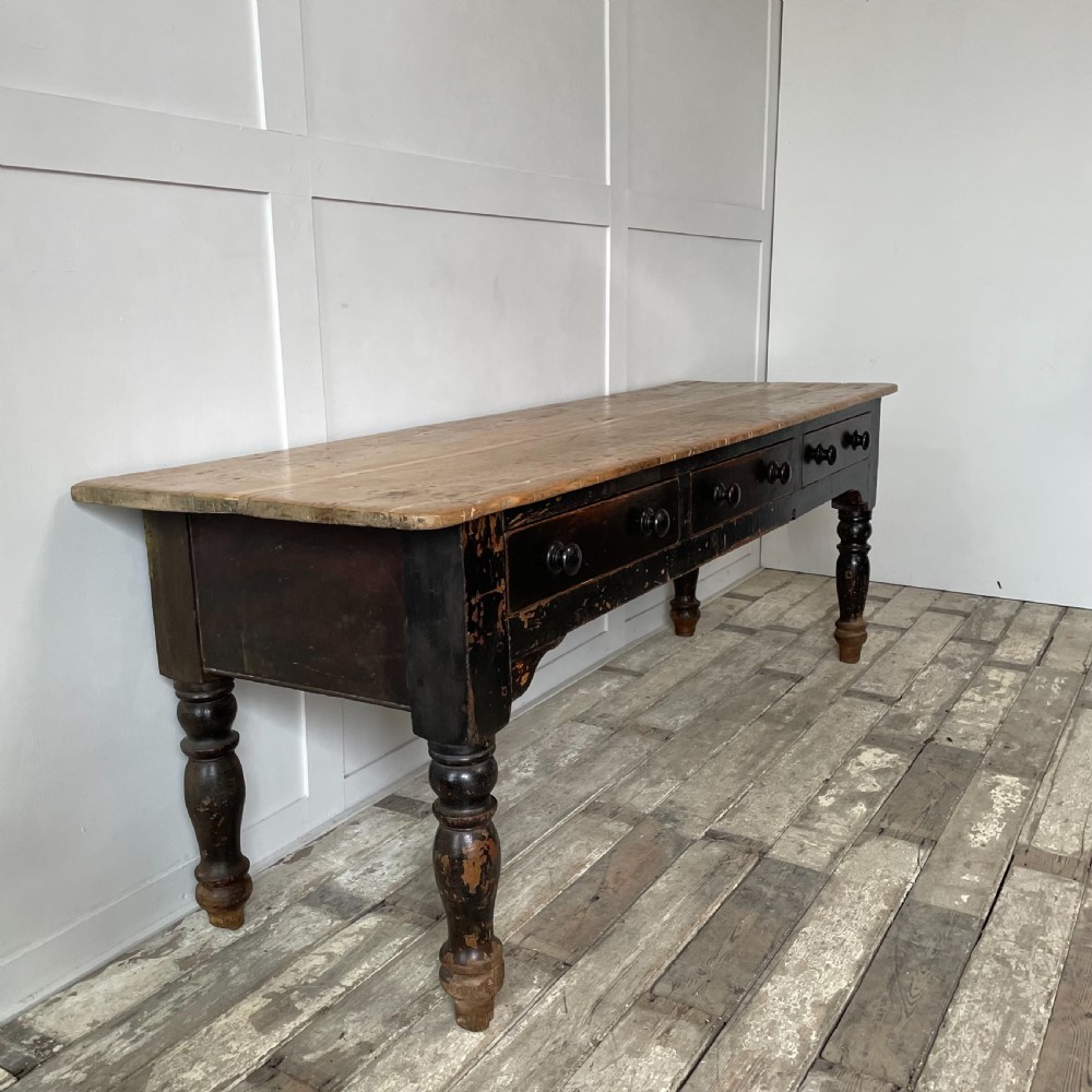 19th C. Pine Kitchen Prep Table View XIII