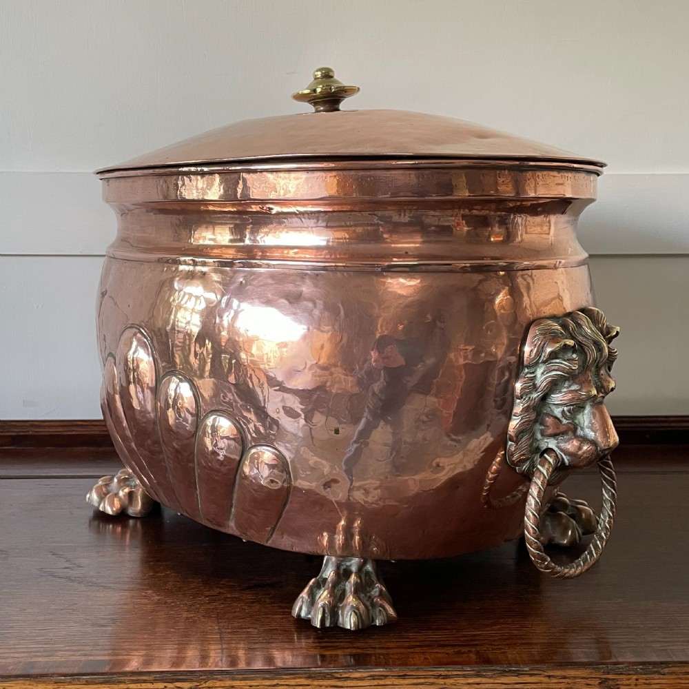 Large Victorian Copper Coal Bin View VI