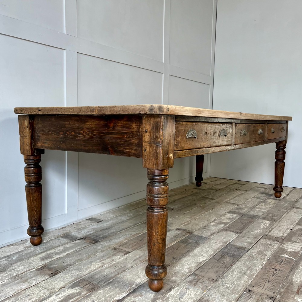 Large 19th C. Pine Farmhouse Table View II