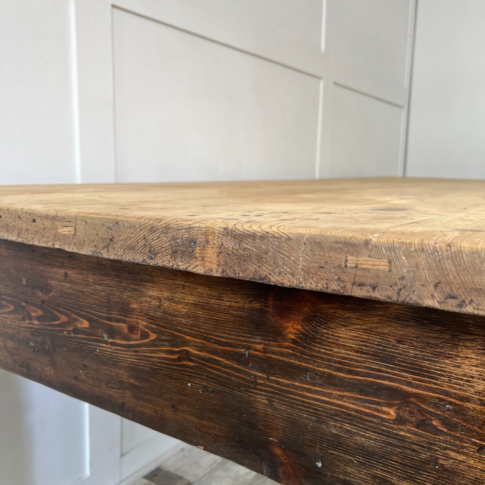 Large 19th C. Pine Farmhouse Table View X