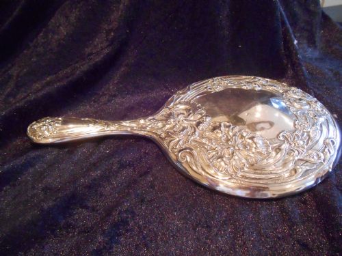 lovely antique edwardian silver hand mirror 1904 - CATEGORY: ANTIQUE SILVER - DATED 1900