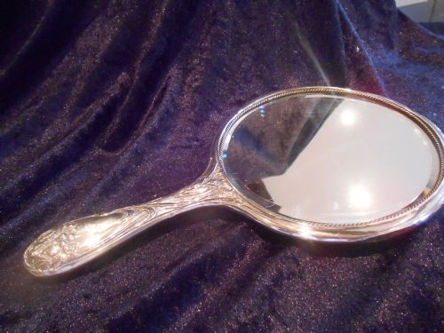 LOVELY ANTIQUE EDWARDIAN SILVER HAND MIRROR 1904 - ADDITIONAL PHOTO 4