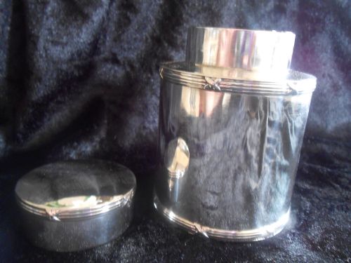 ANTIQUE SOLID STERLING SILVER TEA CADDY 1914 - ADDITIONAL PHOTO 2