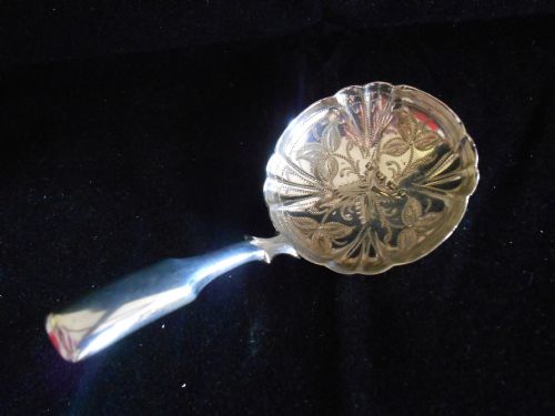 bright cut solid silver antique caddy spoon 1873 - CATEGORY: ANTIQUE SILVER - DATED 1870