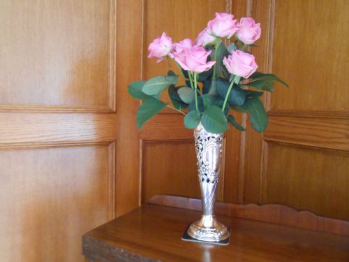 antique solid silver edwardian trumpet vase 1903 - CATEGORY: ANTIQUE SILVER - DATED 1900