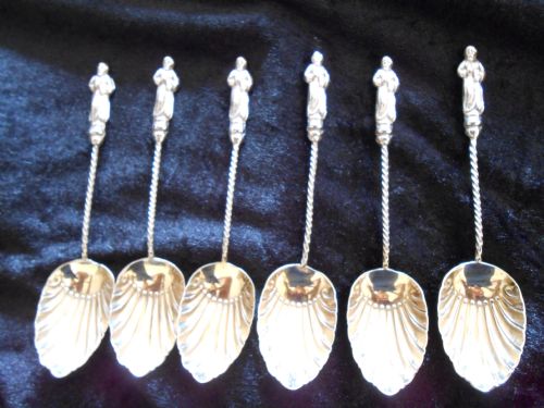ANTIQUE SOLID SILVER APOSTLE DESSERT SPOON SET 1905 - ADDITIONAL PHOTO 2