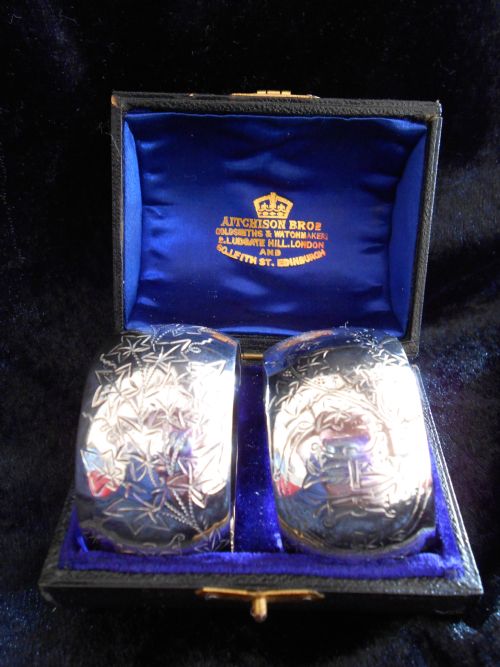 pretty pair of antique solid silver napkin rings 1896 - CATEGORY: ANTIQUE SILVER - DATED 1890