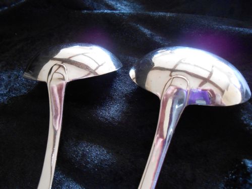PAIR OF ANTIQUE SOLID SILVER LADLES 1815 - ADDITIONAL PHOTO 2