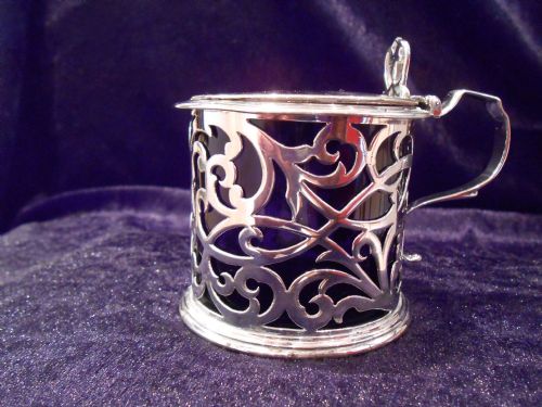 antique silver pierced drum mustard 1863 - CATEGORY: ANTIQUE SILVER - DATED 1860