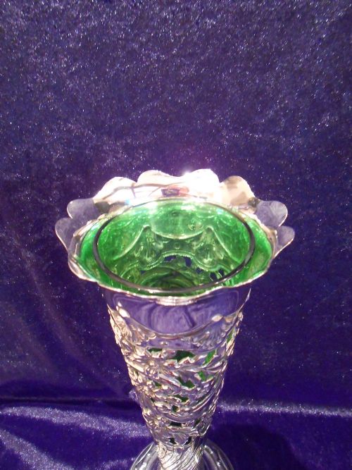 ANTIQUE SOLID SILVER EDWARDIAN TRUMPET VASE 1903 - ADDITIONAL PHOTO 3