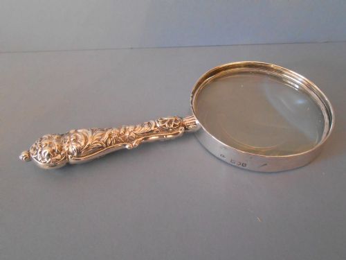 ANTIQUE SILVER TABLE MAGNIFYING GLASS WILLIAM COMYNS - ADDITIONAL PHOTO 2