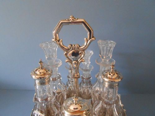 STUNNING VICTORIAN SOLID SILVER AND GLASS CRUET SET - ADDITIONAL PHOTO 2