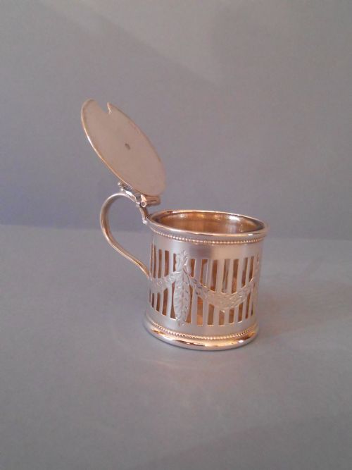 ANTIQUE VICTORIAN SILVER MUSTARD POT 1899 - ADDITIONAL PHOTO 1