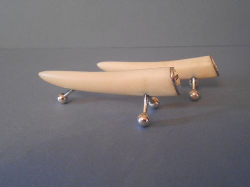 pair of antique ivory and silvermounted knife rests 1898 - CATEGORY: ANTIQUE SILVER - DATED 1890