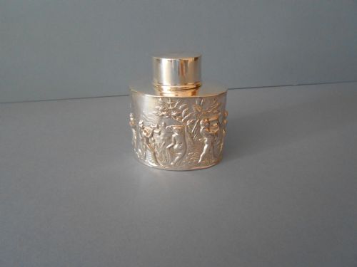 antique solid silver neoclassical tea caddy 1912 - CATEGORY: ANTIQUE SILVER - DATED 1910