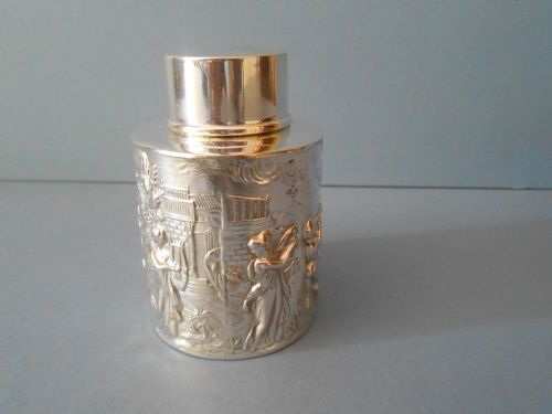 ANTIQUE SOLID SILVER NEOCLASSICAL TEA CADDY 1912 - ADDITIONAL PHOTO 1