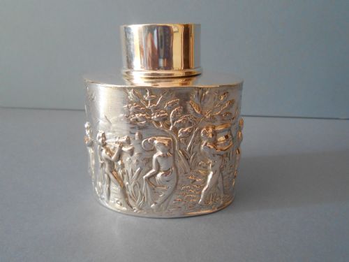 ANTIQUE SOLID SILVER NEOCLASSICAL TEA CADDY 1912 - ADDITIONAL PHOTO 2