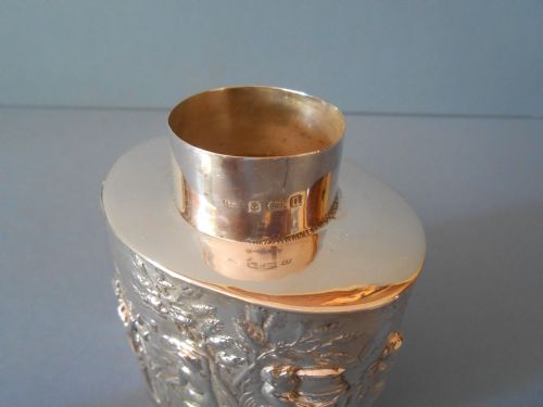 ANTIQUE SOLID SILVER NEOCLASSICAL TEA CADDY 1912 - ADDITIONAL PHOTO 3