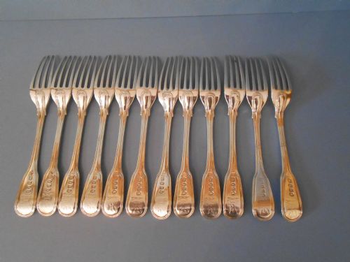 set of twelve solid silver georgian forks - CATEGORY: ANTIQUE SILVER - DATED 1800