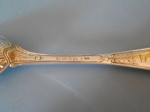 SUPERB ANTIQUE SILVER QUILTED TABLE SPOON - ADDITIONAL PHOTO 3