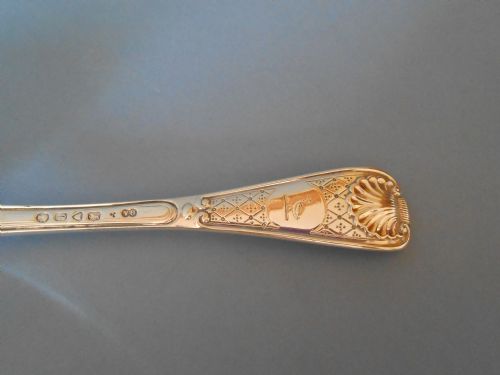 SUPERB ANTIQUE SILVER QUILTED TABLE SPOON - ADDITIONAL PHOTO 4