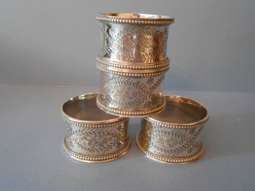 BOXED SET OF VICTORIAN SOLID SILVER NAPKIN RINGS 1876 - ADDITIONAL PHOTO 3