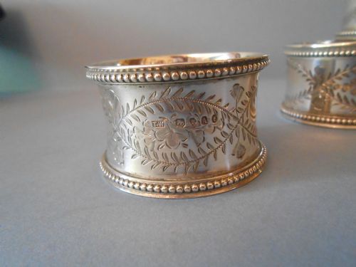 BOXED SET OF VICTORIAN SOLID SILVER NAPKIN RINGS 1876 - ADDITIONAL PHOTO 4