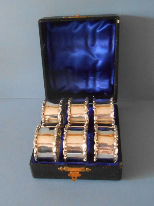 six solid silver napkin rings 1906 - CATEGORY: ANTIQUE SILVER - DATED EDWARDIAN