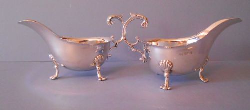 PAIR OF ANTIQUE VICTORIAN SOLID SILVER SAUCE BOATS 1899 - ADDITIONAL PHOTO 4