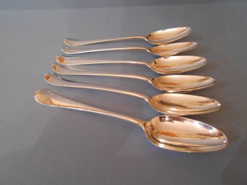 set of 6 georgian silver table spoons 1768 - CATEGORY: ANTIQUE SILVER - DATED GEORGIAN