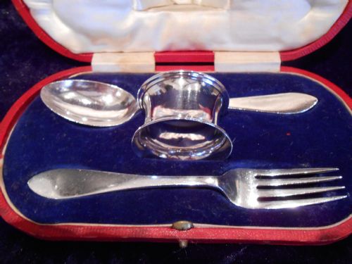 solid silver christening set 1926 - CATEGORY: ANTIQUE SILVER - DATED 1920