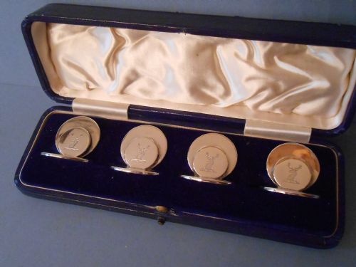 BOXED SET OF ANTIQUE EDWARDIAN SOLID SILVER STAG MENU HOLDERS 1909 - ADDITIONAL PHOTO 6