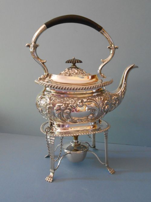ANTIQUE SOLID SILVER SPIRIT KETTLE - ADDITIONAL PHOTO 1