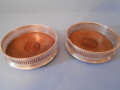 good pair of silver plated bottle coasters - CATEGORY: ANTIQUE SILVER - DATED EDWARDIAN