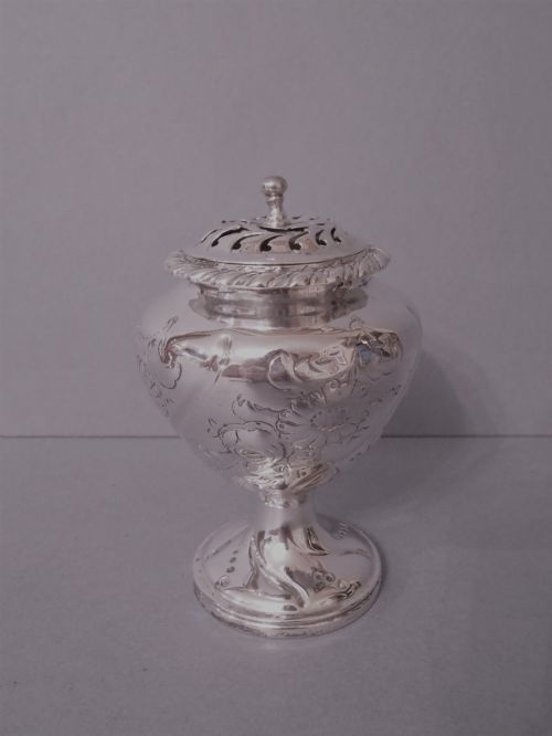 antique solid silver pounce pot william iv - CATEGORY: ANTIQUE SILVER - DATED REGENCY